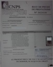 Reçu de pièces de prestations